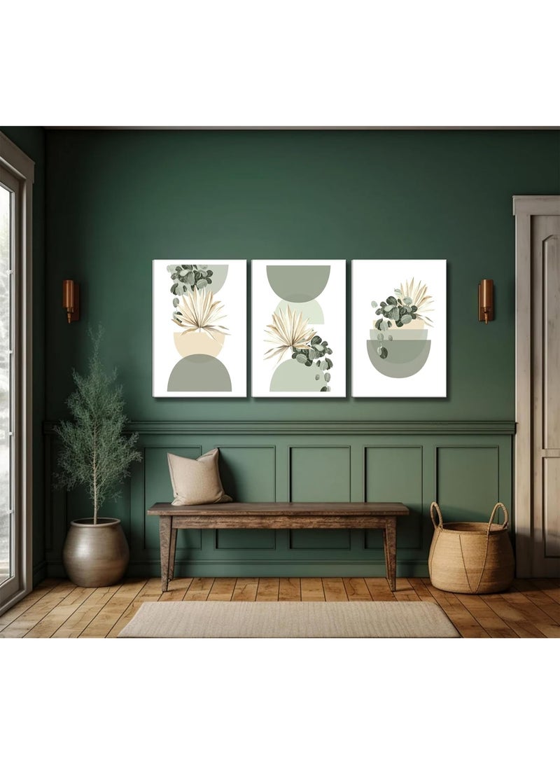Bukela 3 Pcs Neutral Abstract Boho Canvas Wall Art Beige Sage Green Mid Century Modern Plants Bohemia Pictures Wall Decor Posters Prints for Bedroom Living Room Bathroom Office Home Decoration - Image 5